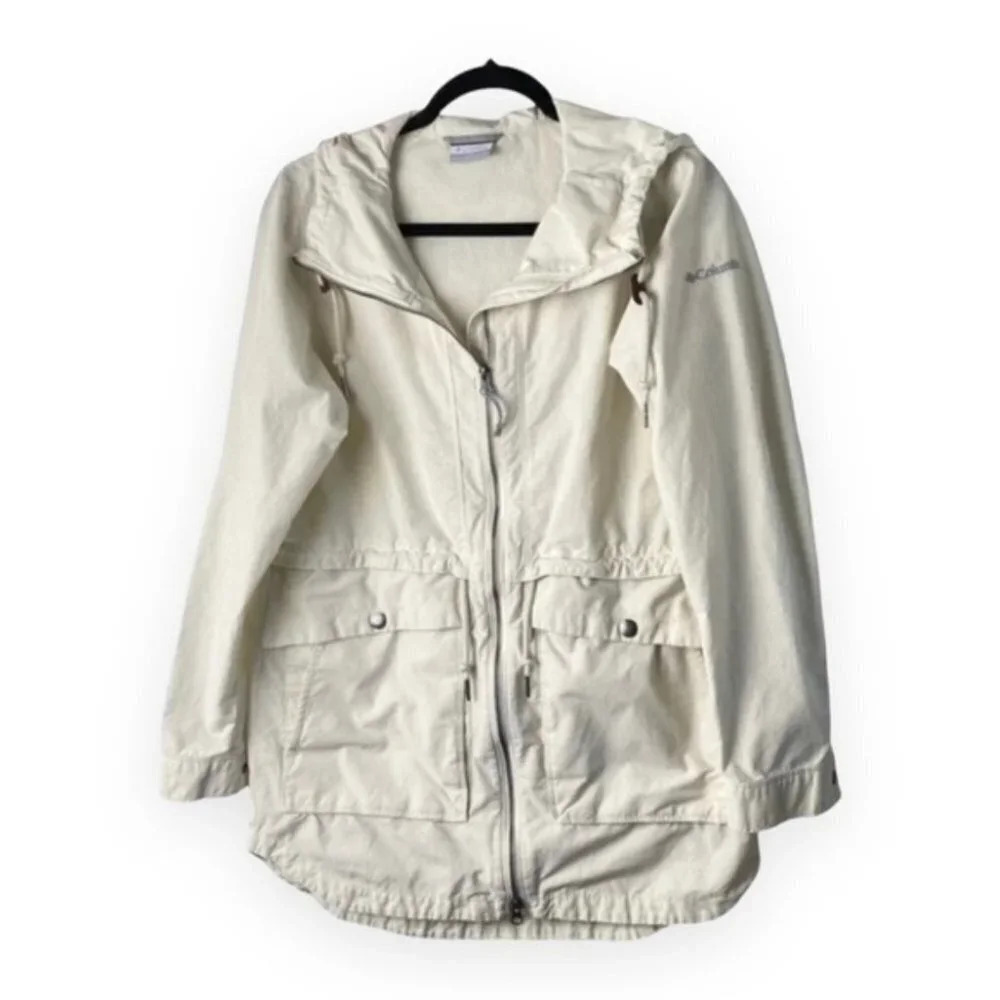 Columbia Off White / Cream Zip Up Hooded Jacket with Waist  Drawstring